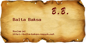 Balta Baksa névjegykártya
